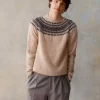Harley of Scotland Men's Fair Isle Yoke Sweater