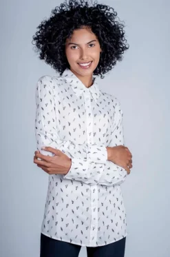 Hartwell Lydia Shirt Grey Birds