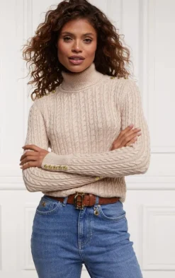 Holland Cooper Women's Seattle Roll Neck Cable Knit Jumper