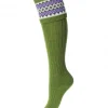 House Of Cheviot Lady Fairisle Sock Moss